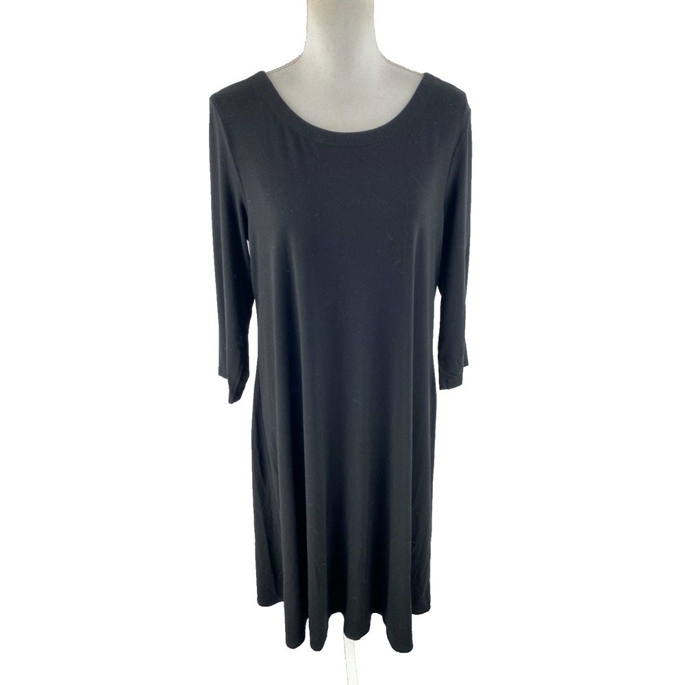 Tianello Womens XL Balet Dress Midi Minimalist 3/4 Sleeve Tencel Blend